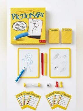 Mattel Pictionary Board Game Erasable Boards Quick Sketches Family Night